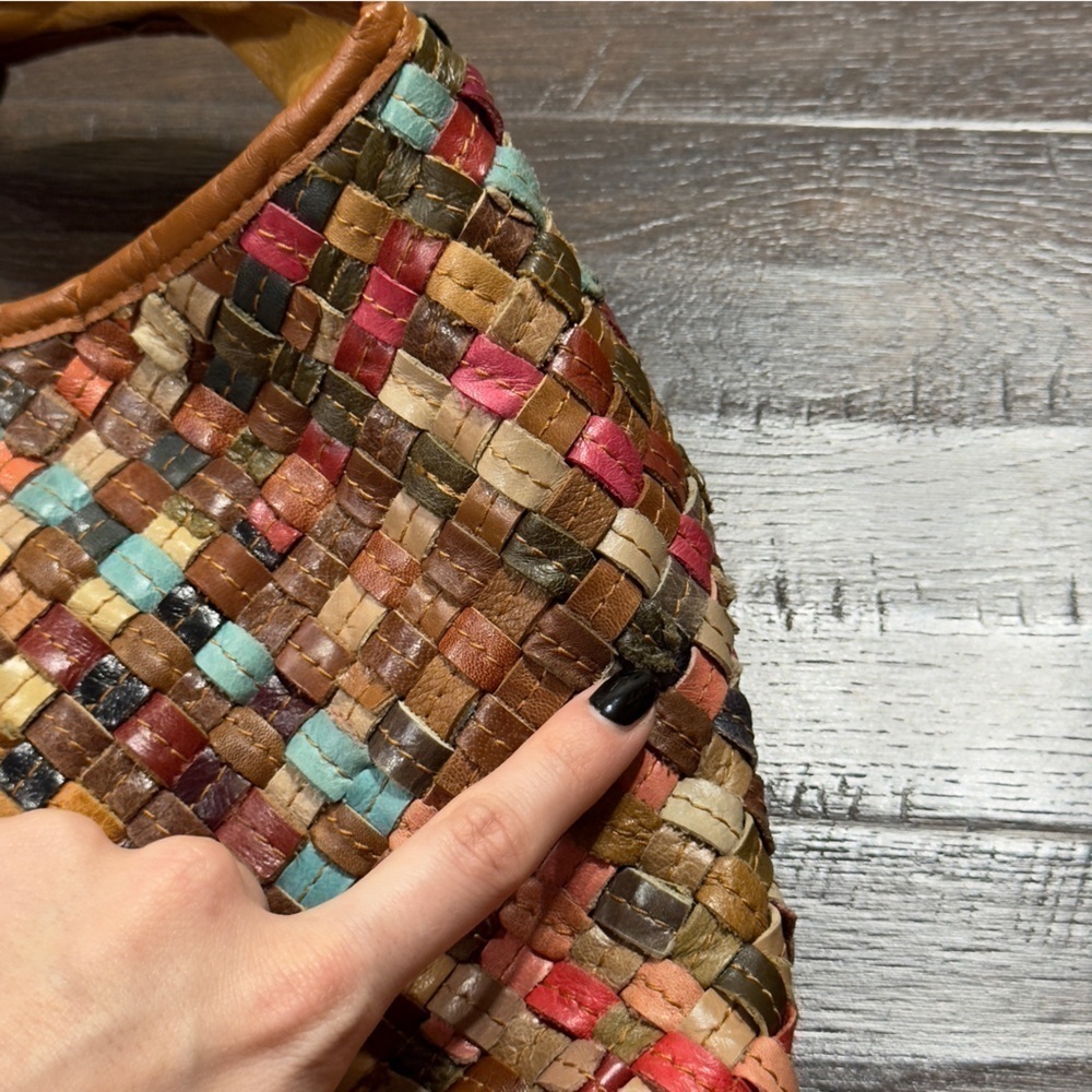 Leather Multicolor Woven Bag - image 7